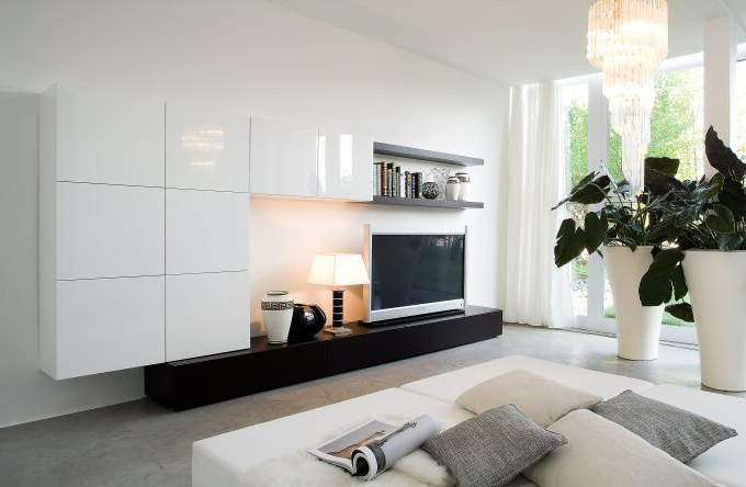 Mobilă living albă model Bianco